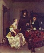 Gerard ter Borch the Younger A Woman playing a Theorbo to Two Men Spain oil painting artist